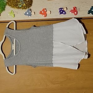 Paper + tee gray and white 2 in 1 tank size large